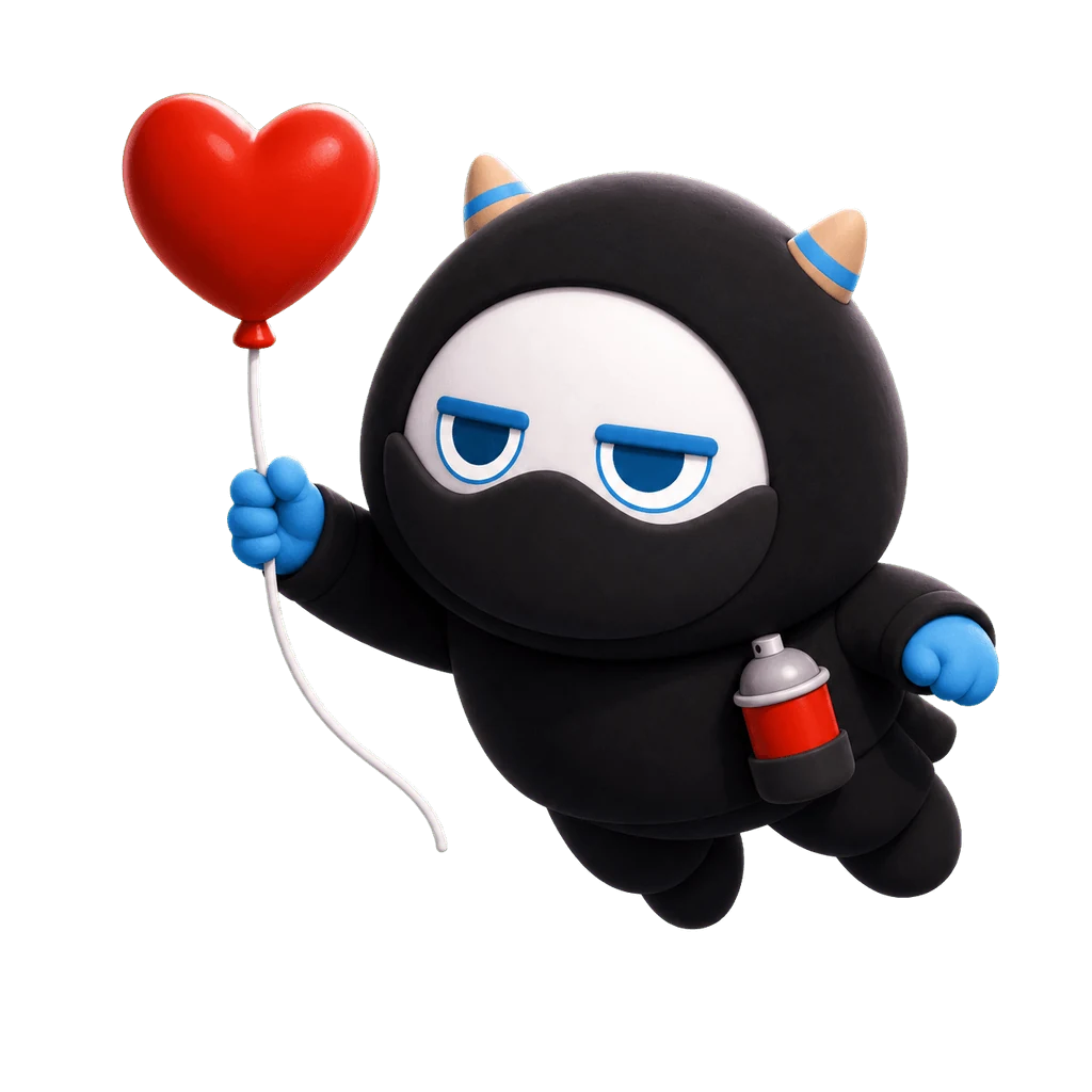 Pumpy ninja azul con un corazón