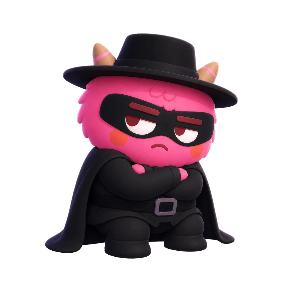 Pumpy Zorro rosa en actitud desconfiada